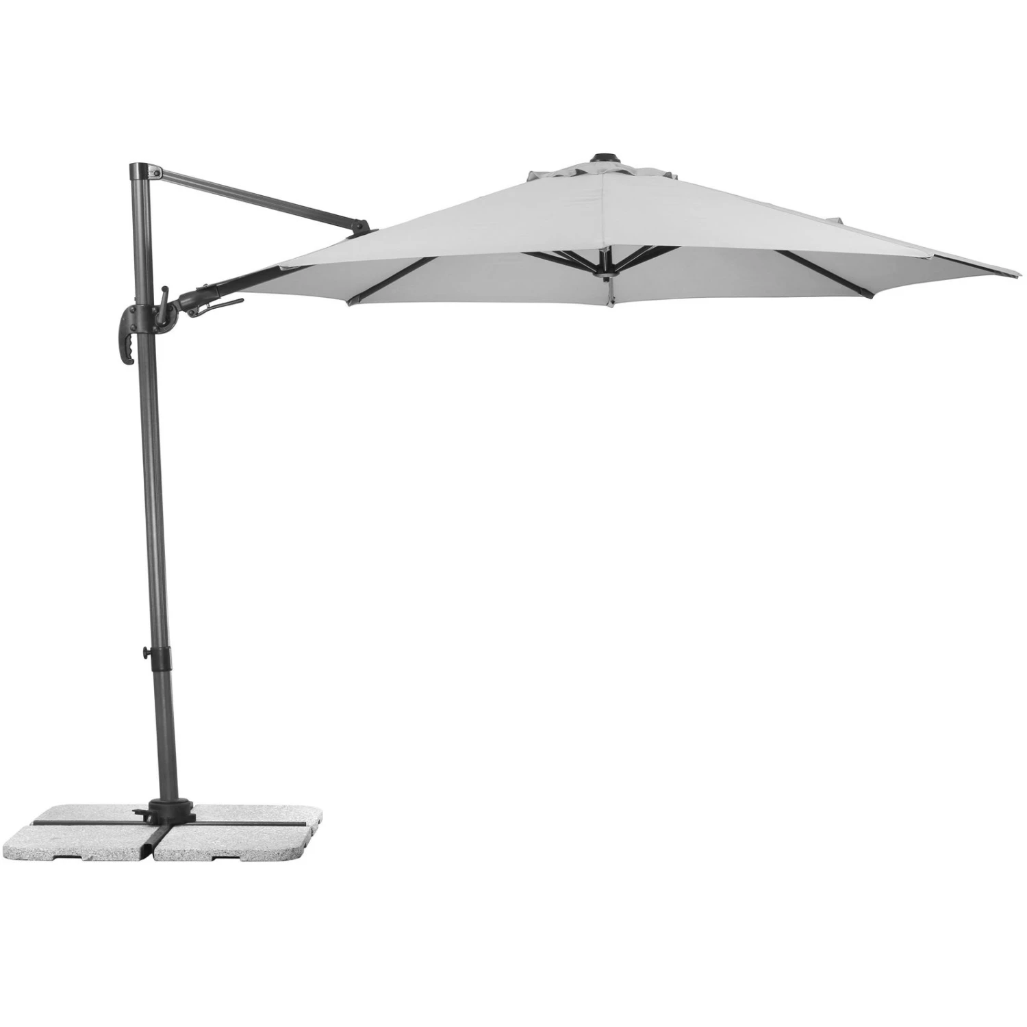 Ampelschirm Rhodos Eco TWIST, Silbergrau, Ca. Ø 300 Cm 4 Ampelschirm Rhodos Eco TWIST, Silbergrau, Ca. Ø 300 Cm – Bild 2