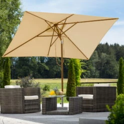 Mittelstockschirm 'Malaga', Ca. 300 X 200 Cm, Natur