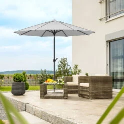 Schneider Sonnenschirm 'Adria', Ø 300 Cm -Biohort Garten Geschaft 3910503171 Sonnenschirm Adria silbergrau 6 91677