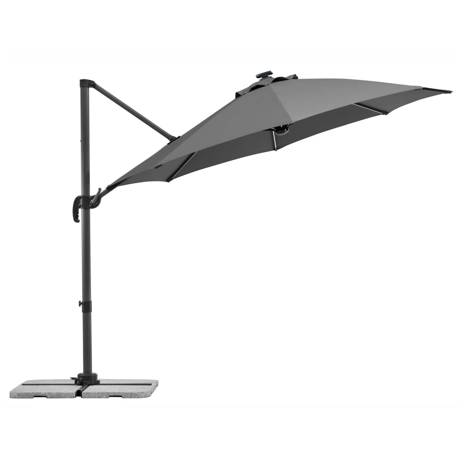 Schneider Sonnenschirm 'Rhodos Blacklight', Mit LEDs, Anthrazit, Ø 300 Cm 6 Schneider Sonnenschirm 'Rhodos Blacklight', Mit LEDs, Anthrazit, Ø 300 Cm – Bild 4