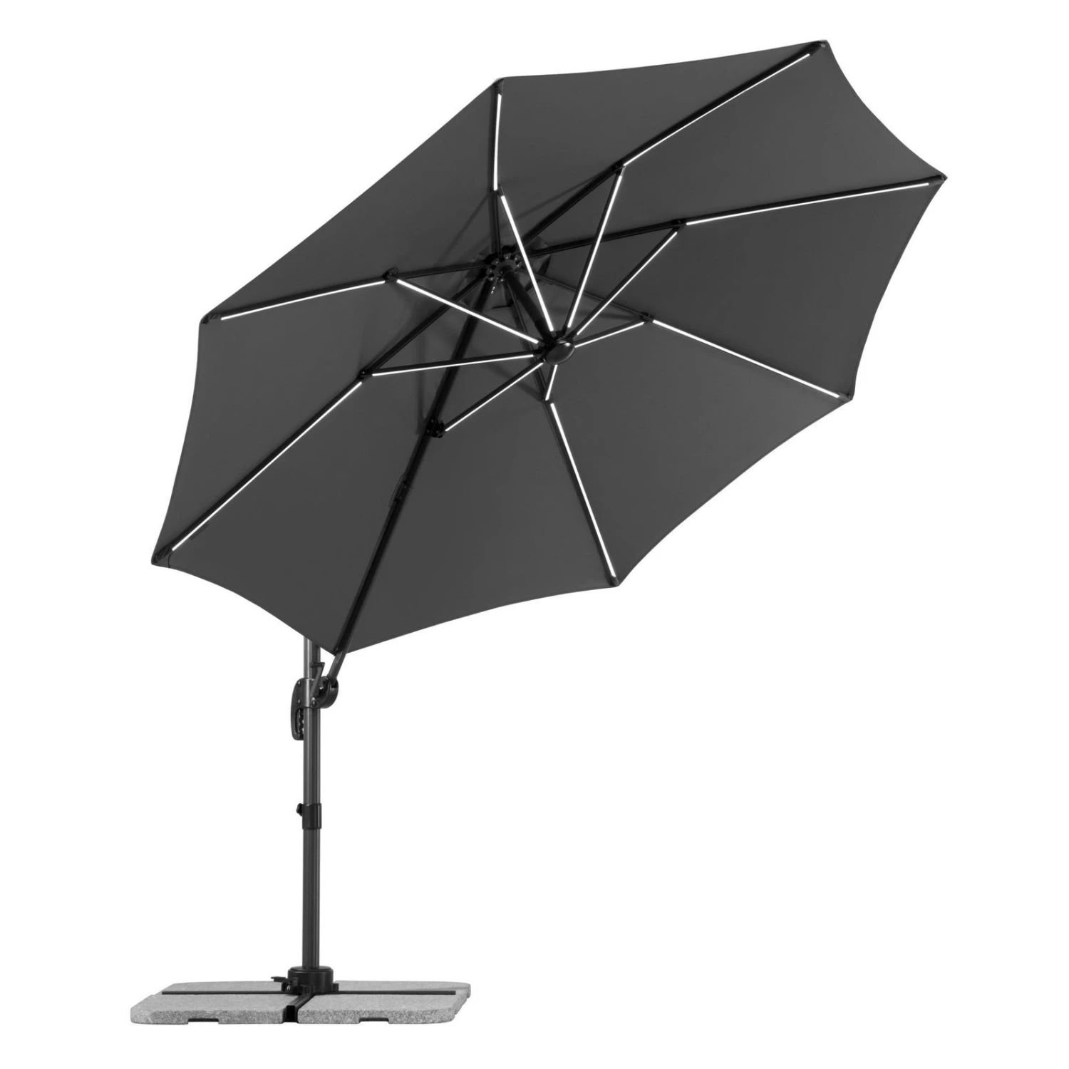 Schneider Sonnenschirm 'Rhodos Blacklight', Mit LEDs, Anthrazit, Ø 300 Cm 9 Schneider Sonnenschirm 'Rhodos Blacklight', Mit LEDs, Anthrazit, Ø 300 Cm – Bild 7