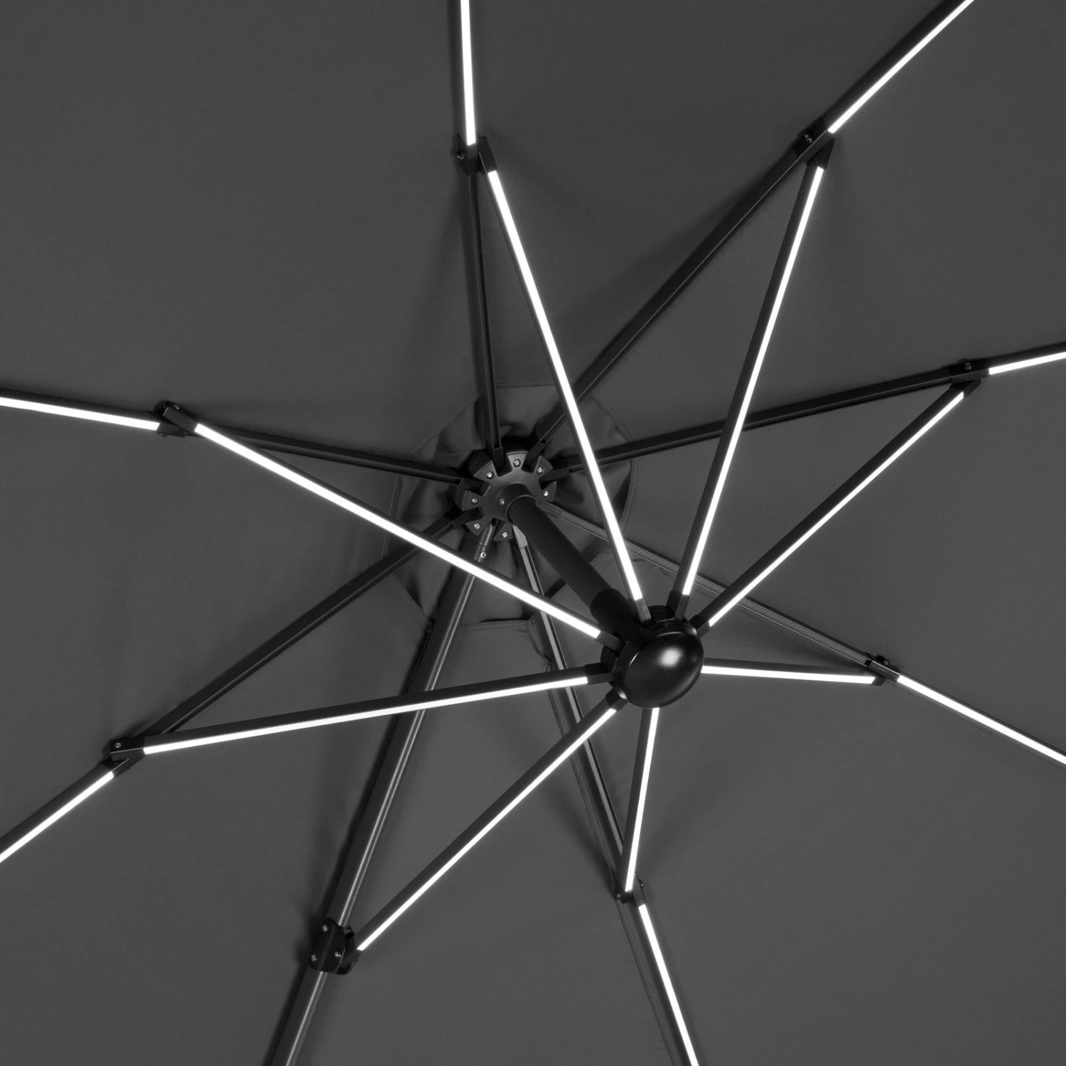 Schneider Sonnenschirm 'Rhodos Blacklight', Mit LEDs, Anthrazit, Ø 300 Cm 14 Schneider Sonnenschirm 'Rhodos Blacklight', Mit LEDs, Anthrazit, Ø 300 Cm – Bild 12