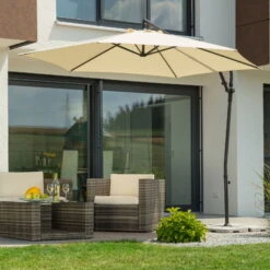 Pendelschirm 'Genua', Ø Ca. 300 Cm, Natur -Biohort Garten Geschaft 3910503207 Ampelschirm Genua natur 4 90685