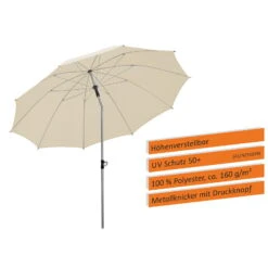 Sonnenschirm 'Locarno', Ø 220 Cm, Natur -Biohort Garten Geschaft 3910503328 Sonnenschirm Locarno ca D 220cm natur 6 119155