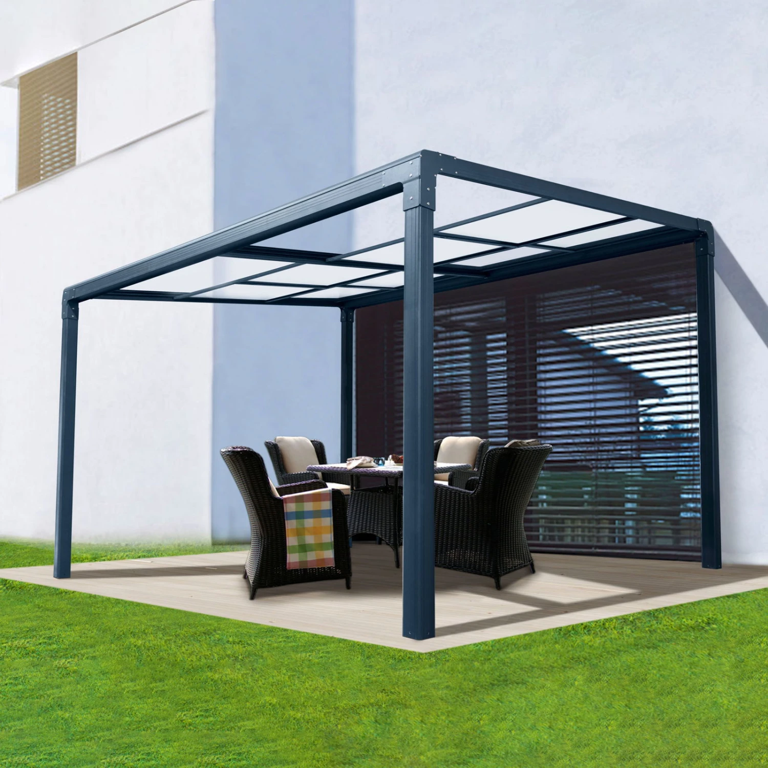 Pergola Air Terrassenüberdachung, Anthrazit, 400 X 300 X 200/254 Cm 3 Pergola Air Terrassenüberdachung, Anthrazit, 400 X 300 X 200/254 Cm